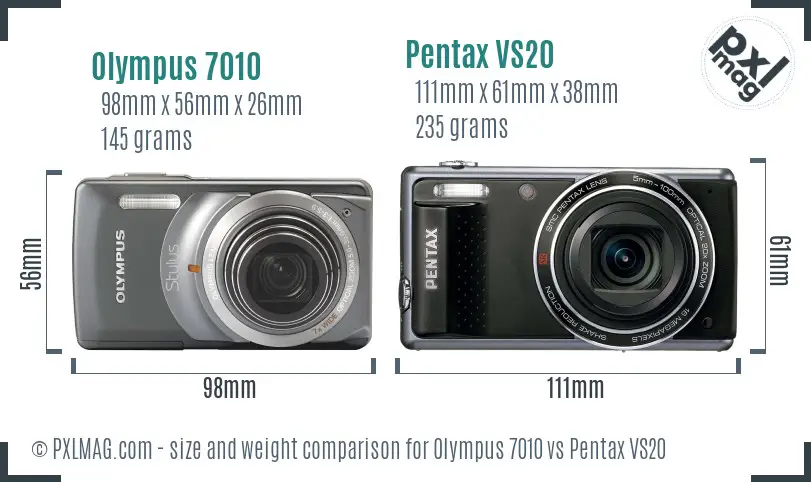 Olympus 7010 vs Pentax VS20 size comparison