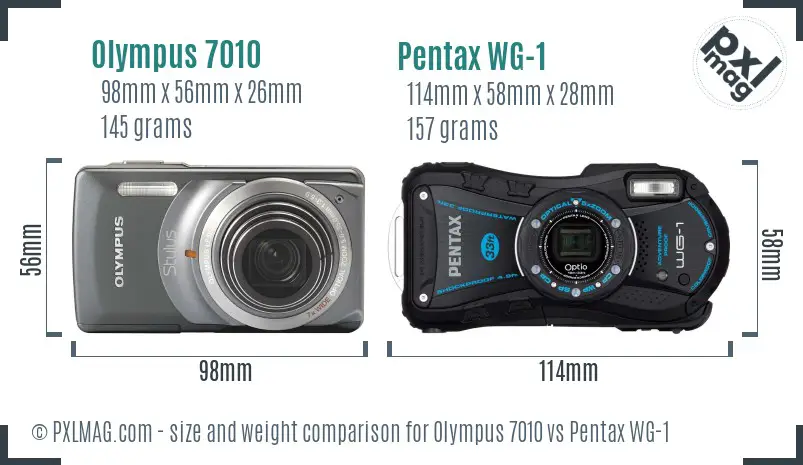 Olympus 7010 vs Pentax WG-1 size comparison