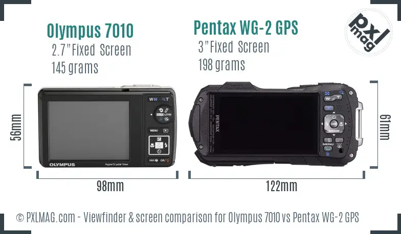 Olympus 7010 vs Pentax WG-2 GPS Screen and Viewfinder comparison