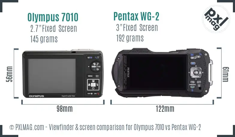 Olympus 7010 vs Pentax WG-2 Screen and Viewfinder comparison