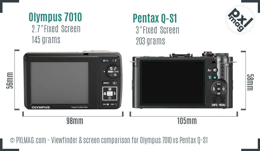 Olympus 7010 vs Pentax Q-S1 Screen and Viewfinder comparison