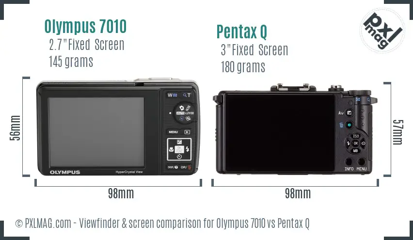 Olympus 7010 vs Pentax Q Screen and Viewfinder comparison