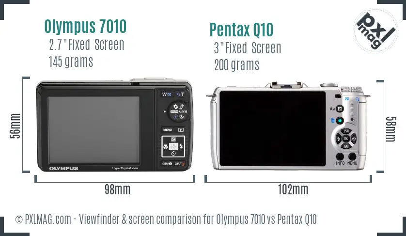 Olympus 7010 vs Pentax Q10 Screen and Viewfinder comparison