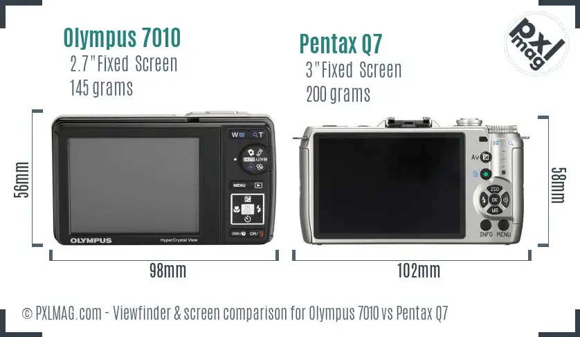 Olympus 7010 vs Pentax Q7 Screen and Viewfinder comparison