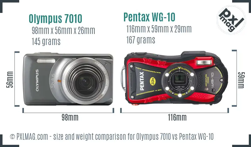 Olympus 7010 vs Pentax WG-10 size comparison Olympus 7010 vs Pentax WG-10 size comparison