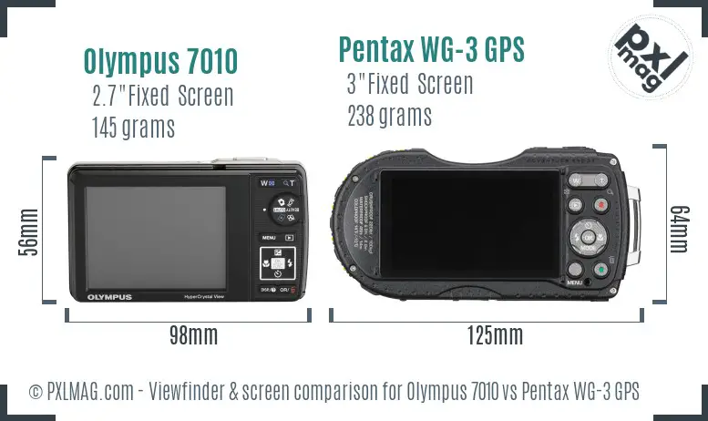 Olympus 7010 vs Pentax WG-3 GPS Screen and Viewfinder comparison