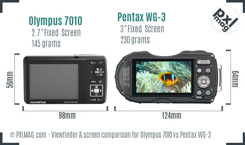 Olympus 7010 vs Pentax WG-3 Screen and Viewfinder comparison