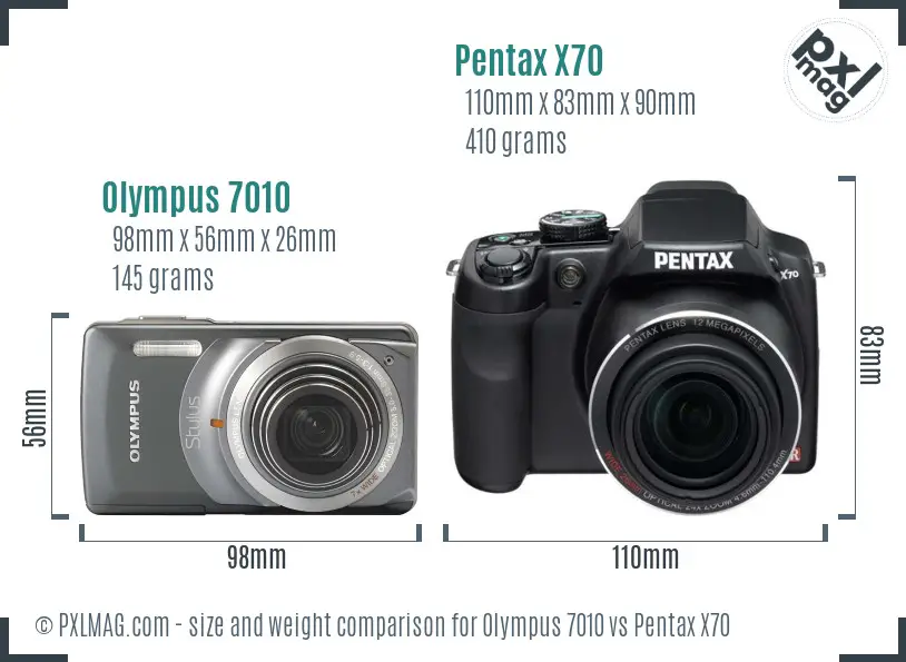 Olympus 7010 vs Pentax X70 size comparison Olympus 7010 vs Pentax X70 size comparison