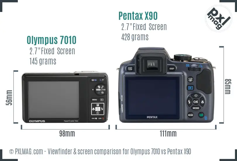 Olympus 7010 vs Pentax X90 Screen and Viewfinder comparison Olympus 7010 vs Pentax X90 Screen and Viewfinder comparison