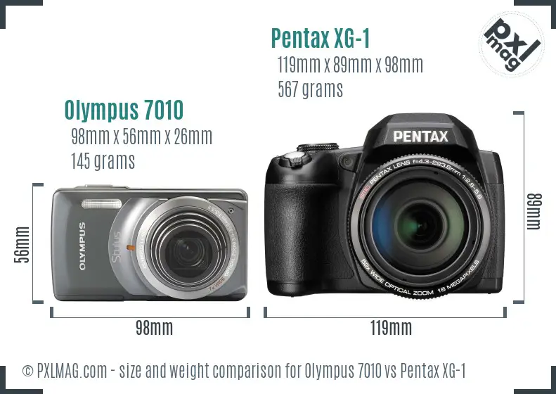 Olympus 7010 vs Pentax XG-1 size comparison Olympus 7010 vs Pentax XG-1 size comparison