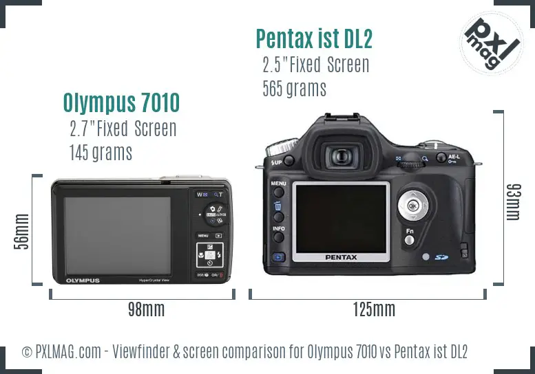 Olympus 7010 vs Pentax ist DL2 Screen and Viewfinder comparison