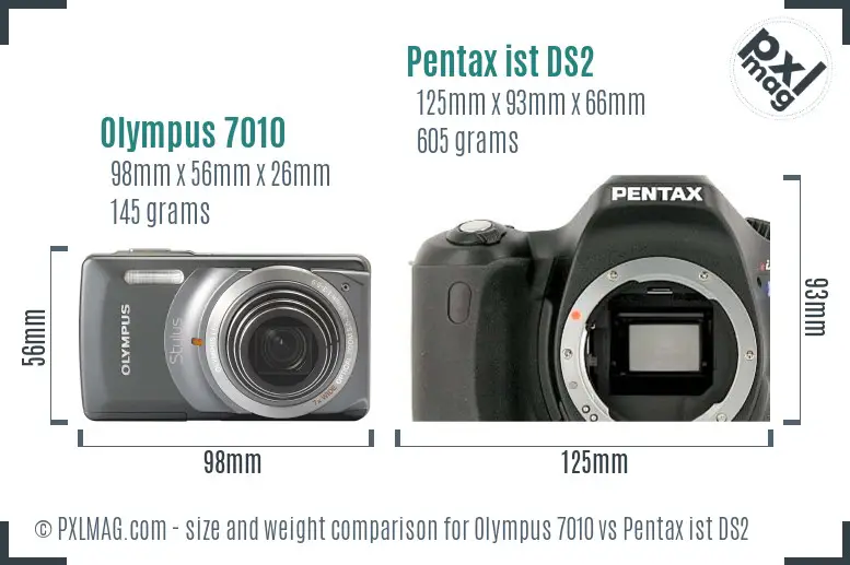 Olympus 7010 vs Pentax ist DS2 size comparison