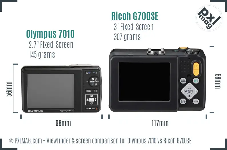 Olympus 7010 vs Ricoh G700SE Screen and Viewfinder comparison Olympus 7010 vs Ricoh G700SE Screen and Viewfinder comparison