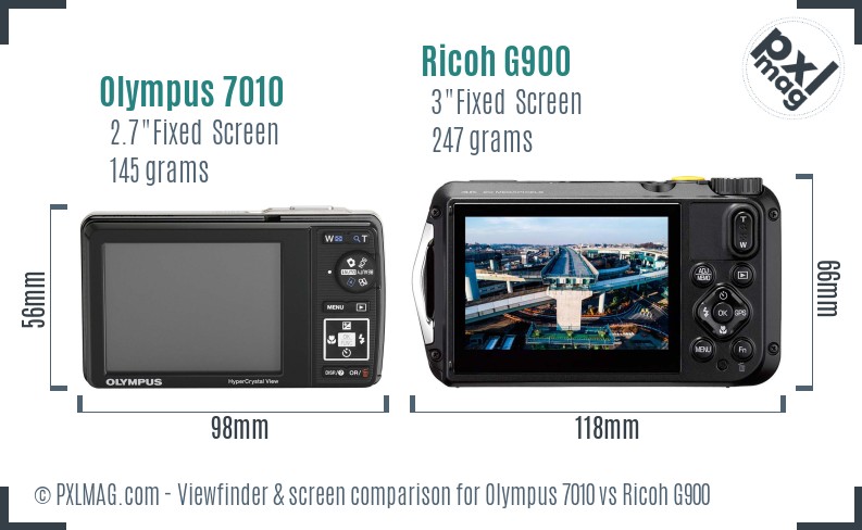 Olympus 7010 vs Ricoh G900 Screen and Viewfinder comparison