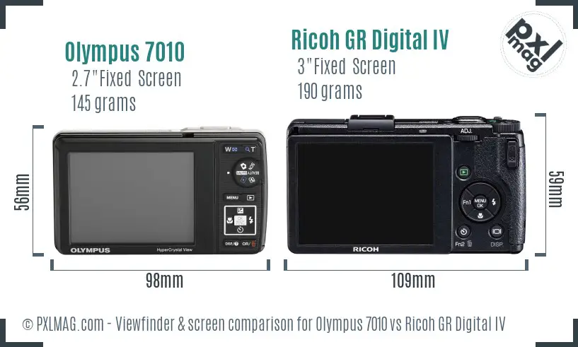 Olympus 7010 vs Ricoh GR Digital IV Screen and Viewfinder comparison