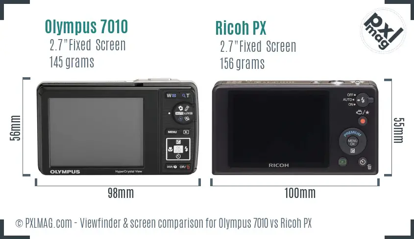 Olympus 7010 vs Ricoh PX Screen and Viewfinder comparison Olympus 7010 vs Ricoh PX Screen and Viewfinder comparison