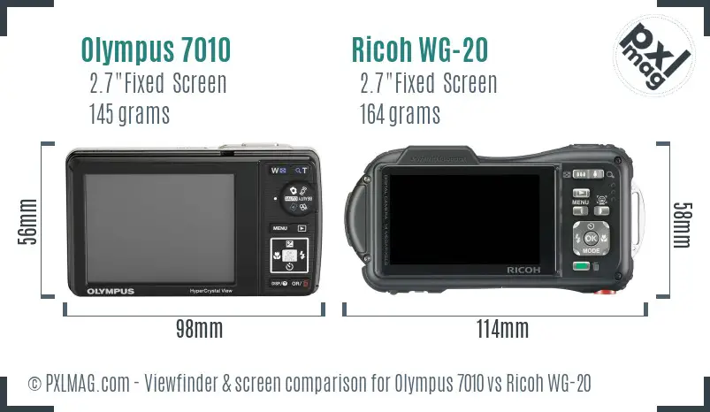 Olympus 7010 vs Ricoh WG-20 Screen and Viewfinder comparison
