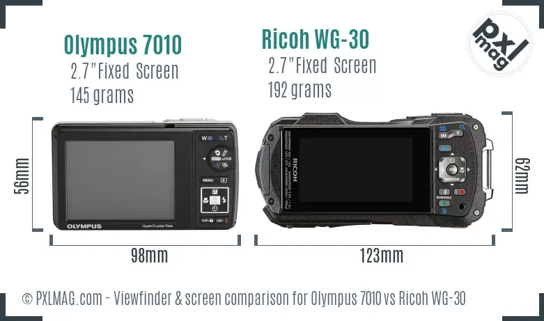 Olympus 7010 vs Ricoh WG-30 Screen and Viewfinder comparison