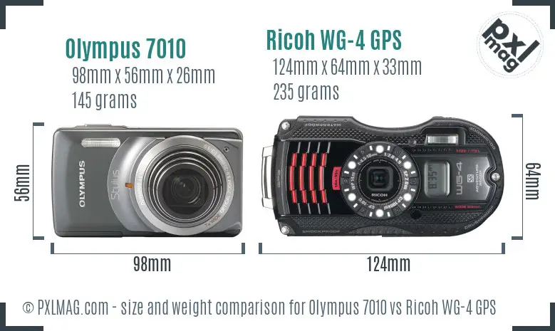 Olympus 7010 vs Ricoh WG-4 GPS size comparison Olympus 7010 vs Ricoh WG-4 GPS size comparison