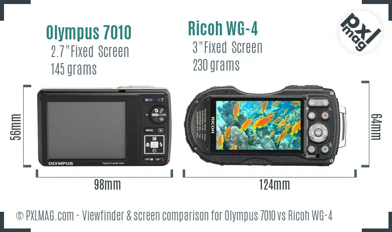 Olympus 7010 vs Ricoh WG-4 Screen and Viewfinder comparison