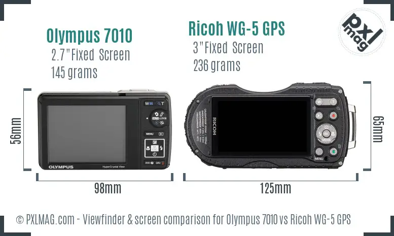 Olympus 7010 vs Ricoh WG-5 GPS Screen and Viewfinder comparison