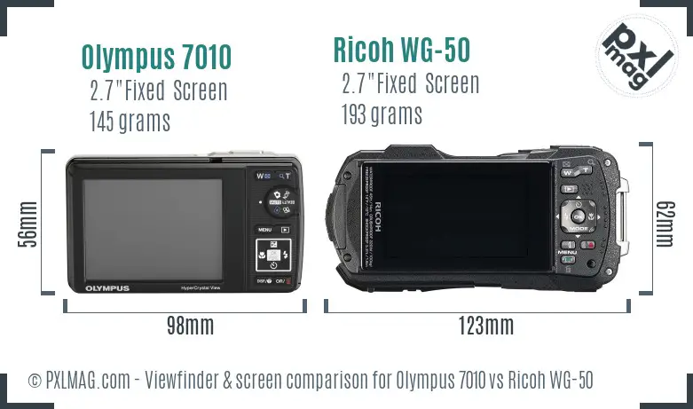 Olympus 7010 vs Ricoh WG-50 Screen and Viewfinder comparison
