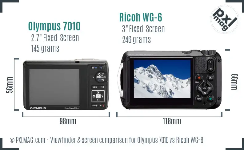 Olympus 7010 vs Ricoh WG-6 Screen and Viewfinder comparison