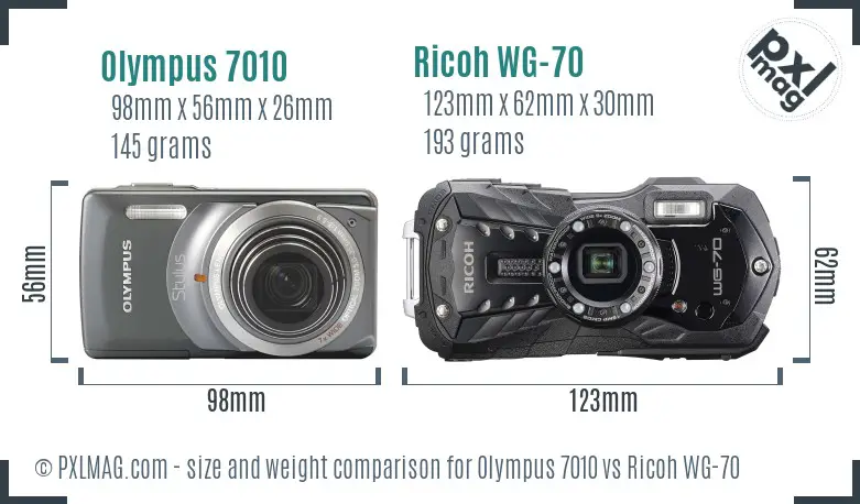 Olympus 7010 vs Ricoh WG-70 size comparison Olympus 7010 vs Ricoh WG-70 size comparison