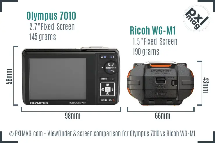 Olympus 7010 vs Ricoh WG-M1 Screen and Viewfinder comparison