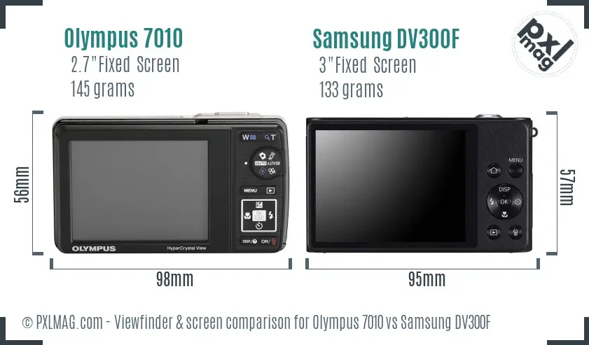 Olympus 7010 vs Samsung DV300F Screen and Viewfinder comparison