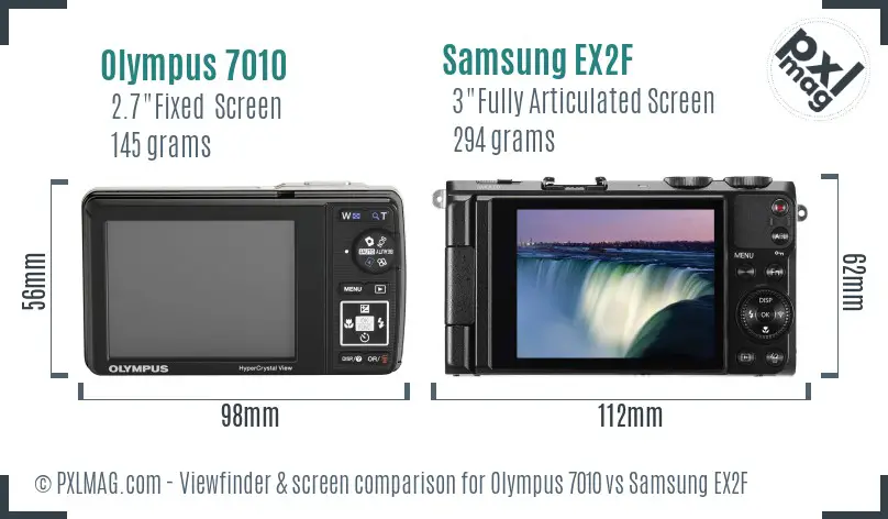 Olympus 7010 vs Samsung EX2F Screen and Viewfinder comparison