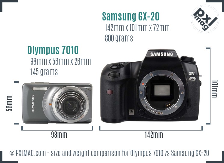 Olympus 7010 vs Samsung GX-20 size comparison Olympus 7010 vs Samsung GX-20 size comparison