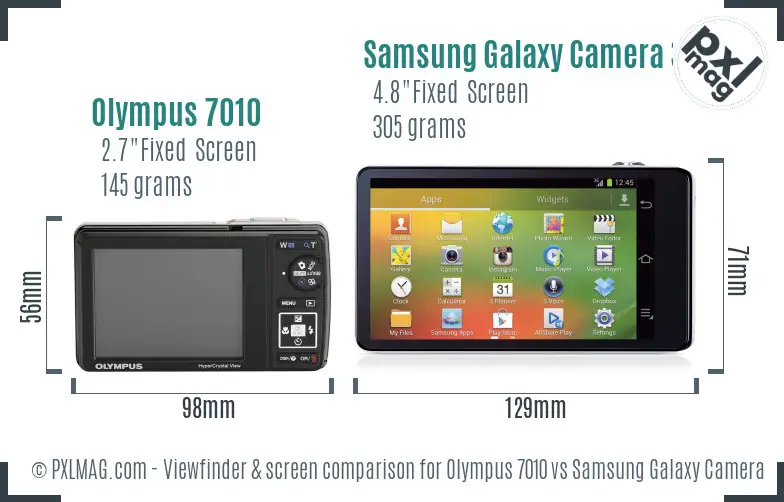 Olympus 7010 vs Samsung Galaxy Camera 3G Screen and Viewfinder comparison