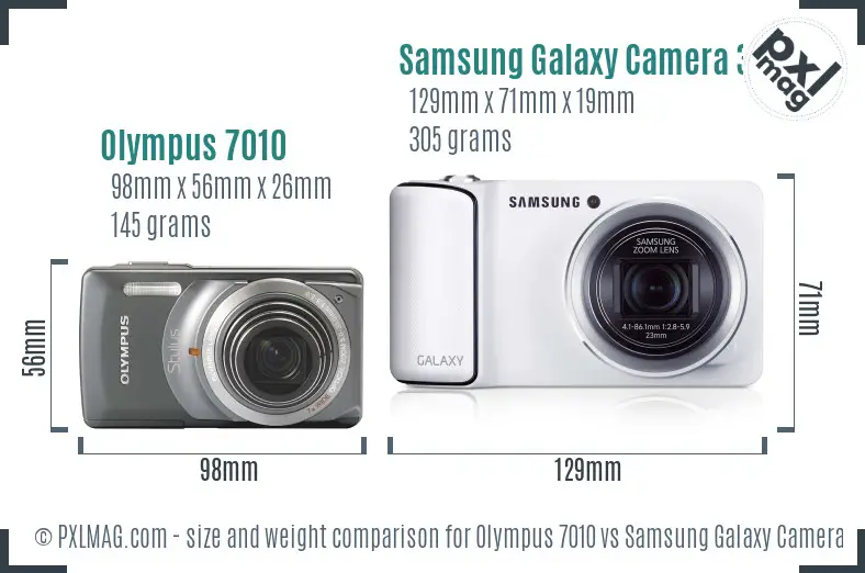 Olympus 7010 vs Samsung Galaxy Camera 3G size comparison