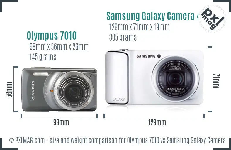 Olympus 7010 vs Samsung Galaxy Camera 4G size comparison