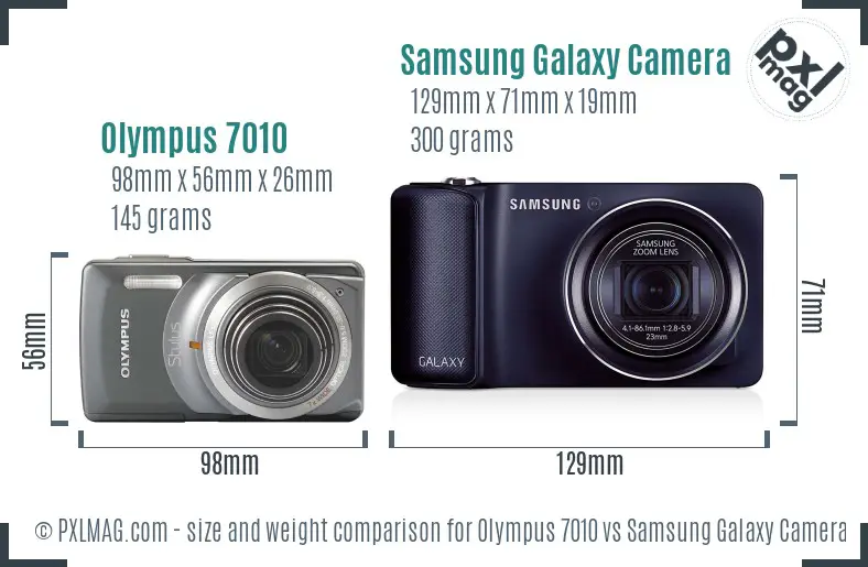 Olympus 7010 vs Samsung Galaxy Camera size comparison