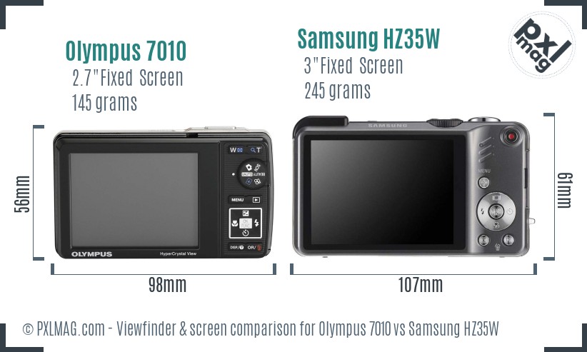 Olympus 7010 vs Samsung HZ35W Screen and Viewfinder comparison