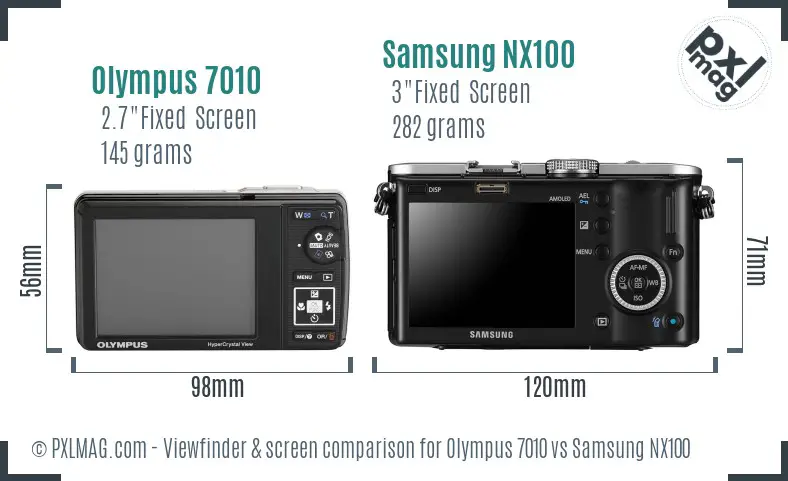Olympus 7010 vs Samsung NX100 Screen and Viewfinder comparison