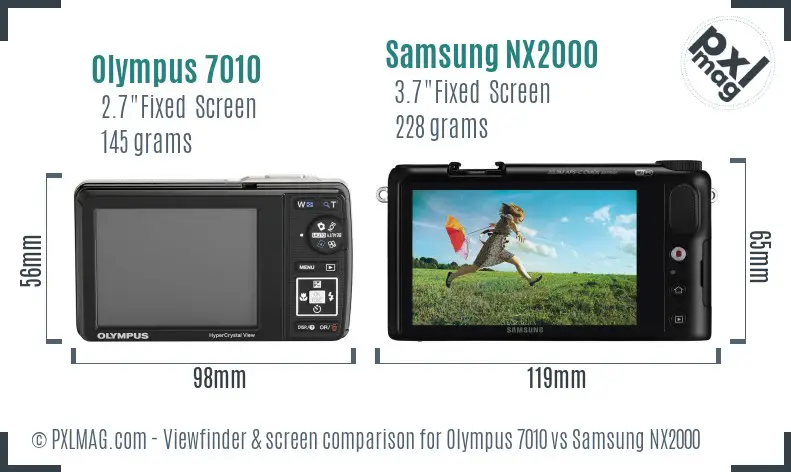 Olympus 7010 vs Samsung NX2000 Screen and Viewfinder comparison