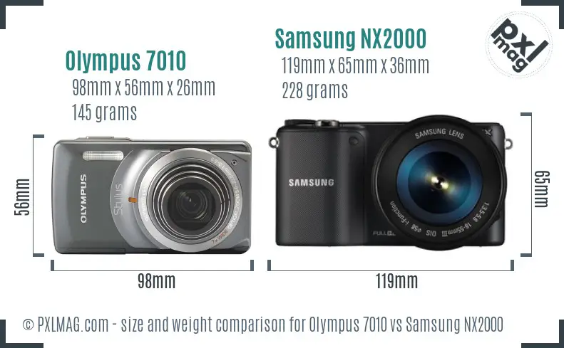 Olympus 7010 vs Samsung NX2000 size comparison Olympus 7010 vs Samsung NX2000 size comparison