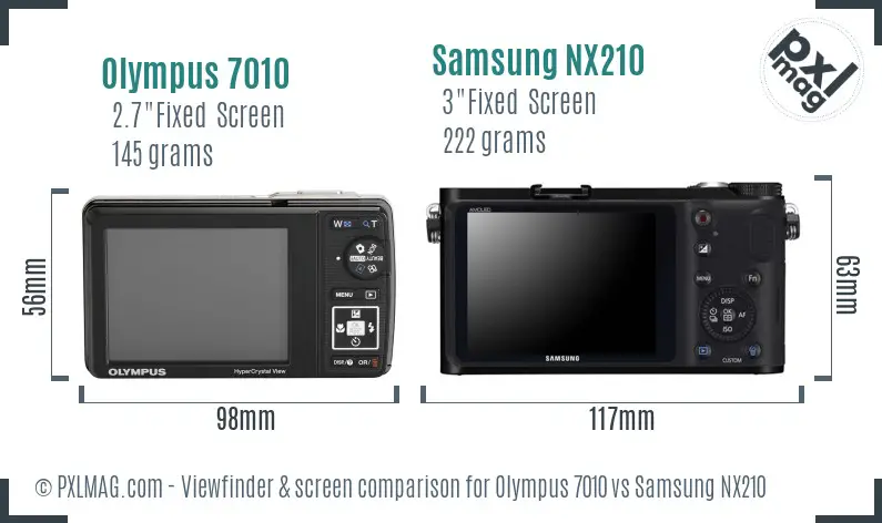 Olympus 7010 vs Samsung NX210 Screen and Viewfinder comparison Olympus 7010 vs Samsung NX210 Screen and Viewfinder comparison