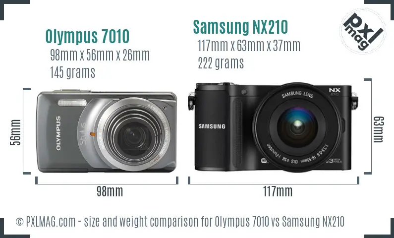 Olympus 7010 vs Samsung NX210 size comparison Olympus 7010 vs Samsung NX210 size comparison