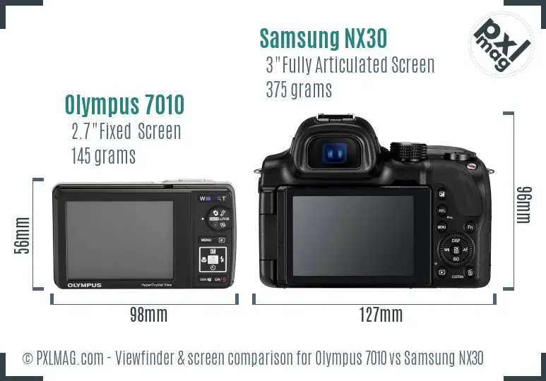 Olympus 7010 vs Samsung NX30 Screen and Viewfinder comparison