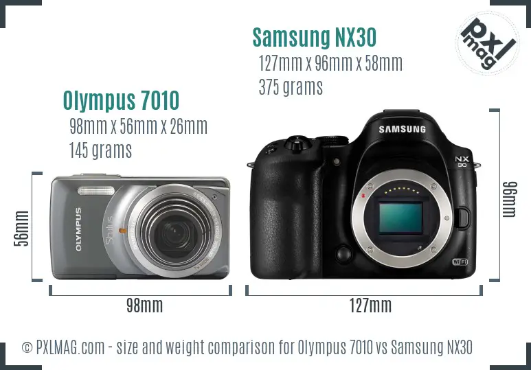 Olympus 7010 vs Samsung NX30 size comparison