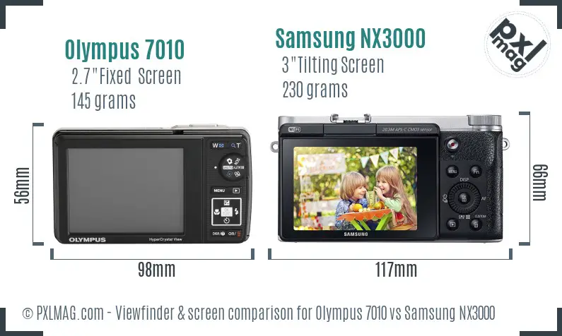 Olympus 7010 vs Samsung NX3000 Screen and Viewfinder comparison