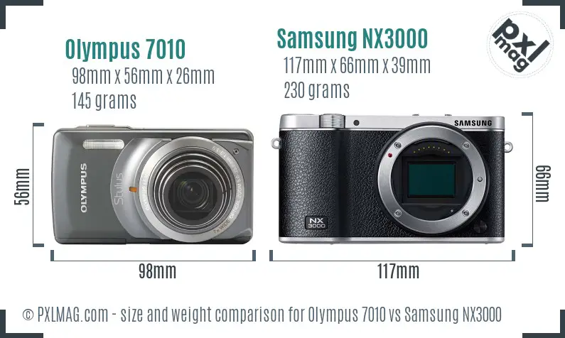 Olympus 7010 vs Samsung NX3000 size comparison Olympus 7010 vs Samsung NX3000 size comparison