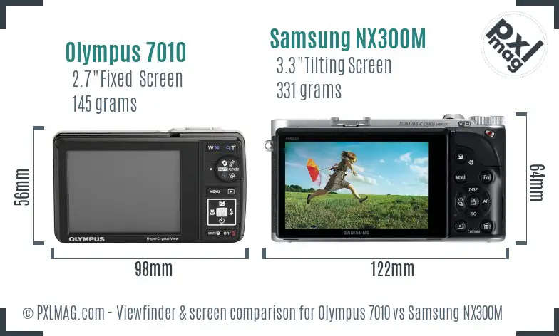 Olympus 7010 vs Samsung NX300M Screen and Viewfinder comparison