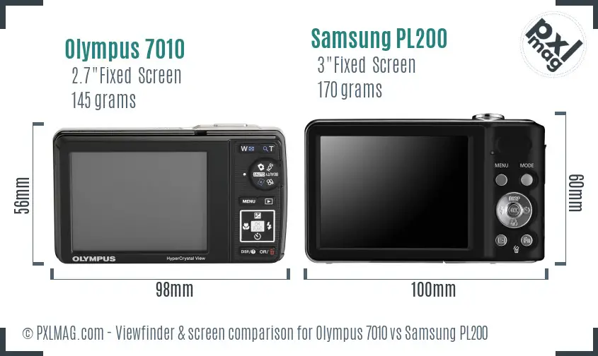 Olympus 7010 vs Samsung PL200 Screen and Viewfinder comparison