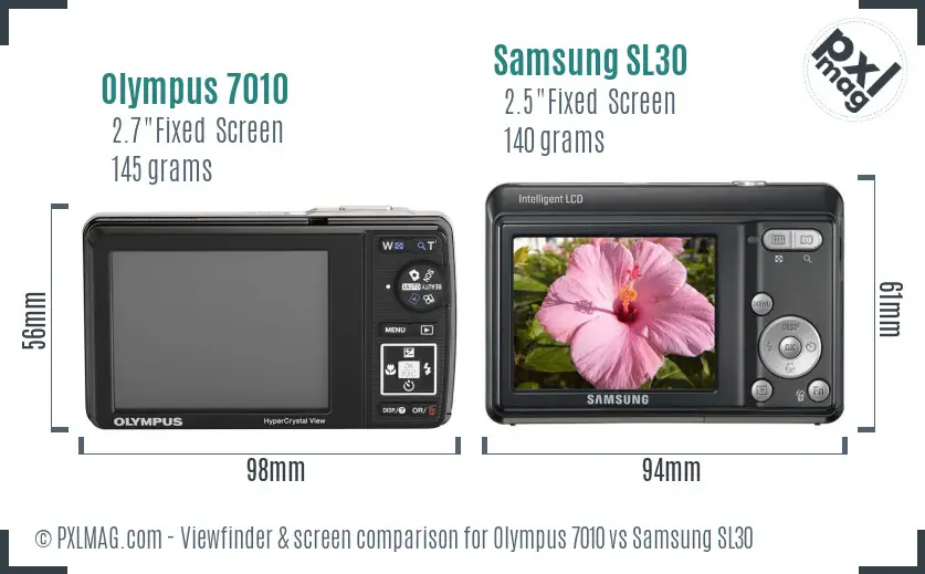 Olympus 7010 vs Samsung SL30 Screen and Viewfinder comparison