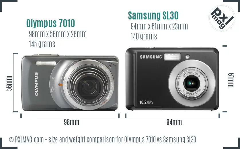 Olympus 7010 vs Samsung SL30 size comparison
